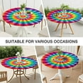 thumbnail image 7 of Rainbow Tie Dye Mandala Pattern Round Fitted Tablecloth with Elastic Edge,Dining Table Cover Waterproof,Outdoor Round Tablecloth for Camping,Dining,Indoor and Outdoor, 7 of 7
