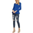 thumbnail image 2 of INSPIRE CHIC Women's Tops Long Sleeves Scoop Neck Casual Peplum Shirts L Royal Blue, 2 of 8