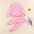 thumbnail image 4 of Xingqing 2PCS Toddler Infant Baby Kids Girls Flannel Solid Color Heart Pattern O-Neck T-Shirt Long Pants, 4 of 7