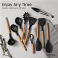 thumbnail image 4 of Carote 10 Pcs Silicone Cooking Utensils Set for Kitchen with Wooden Handle, Black, 4 of 7