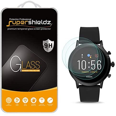 (3 Pack) Supershieldz Designed for Fossil Gen 5 Smartwatch Carlyle HR Tempered Glass Screen Protector, Anti Scratch,
