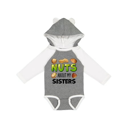 

Inktastic Nuts About My Sisters Peanut Almond Pistachio Gift Baby Boy or Baby Girl Long Sleeve Bodysuit