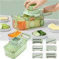thumbnail image 1 of 1PC Stainless Steel Veneer 1PC Drain Basket 1PC Handguard 6PCS Blade Multifunctional Grater Six Cutting Tools Round Vegetable Chopper Vegetable Chopper Food Chopper With Container Vegetable Chopper, 1 of 8