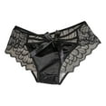 thumbnail image 3 of Lace Underwear for Women Mid-Waist High Stretch Underwear Ribbon Bow Panties Breathable Panties Solid color Briefs, 3 of 4