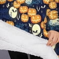 thumbnail image 3 of Oversized Wearable Blanket Hoodie,Happy Halloween Pumpkin Pattern Sherpa Blanket Hoodie with Super Pockets,Super Warm Fuzzy Pullover for Women & Men, 3 of 6