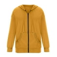 thumbnail image 5 of LIIPEE Women Hoodies Solid Color Long Sleeve Hooded Zip Up Top With Pockets Woman Versatile Holiday Festival Party Sweatshirts,Yellow,M, 5 of 5