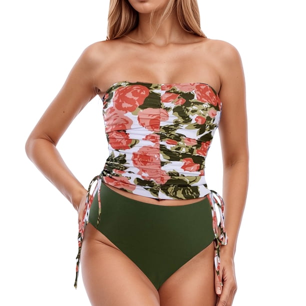 MKLEKYY Traje De Baño Mujer Natacion 2025 Women'S Solid Color Tank Top Sexy Bikini Two Piece Set Swimsuit