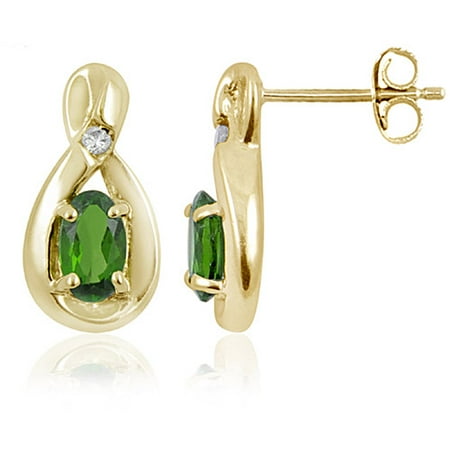 JewelersClub 0.46 Carat Chrome Diopside Gemstone and Accent White Diamond Earrings