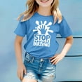 thumbnail image 2 of PMVFHDE Hauts à Manches Courtes pour Filles T-Shirts d'Été pour Filles T-Shirts Graphiques pour Filles T-Shirts Graphiques Manches Courtes Mode Décontractée Respirante Imprimée T-Shirt Bleu, 2-3 Ans, 2 of 4