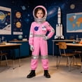 thumbnail image 2 of Pandaie Kids Astronaut Costumes America Spacesuit for Boys Girls Metallic Pink Space Themed Jumpsuit Set with Gloves Hat 5-7 Years, 2 of 6