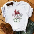 thumbnail image 3 of Ichuanyi Women's Fashion Floral Plant Print Short Sleeve Tee Female Round Neck Loose T-shirt, 3 of 6
