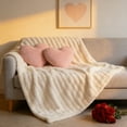 thumbnail image 2 of YHAICO Microfiber Fluffy Fuzzy Cozy Knit Throws Reversible Cream Blanket Soft and Thick Double Layer Raschel Blanket A Must Have Warming Artifact In Winter Suitable for Beds Sofas, 2 of 6