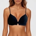 thumbnail image 2 of Brasieres de Mujer Tela de Mantequilla Sujetador con Tirantes Finos de Encaje con Copa Triangular Pequeña Francesa Fina con Botones Delanteros y Traseros para Mujer sin Aro de Acero Extra Grande, 2 of 3
