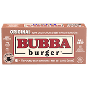 Bubba Burger Original 100% USDA Choice Beef Chuck Burgers, 6 - 1/3 Pound Burgers, 2 Pound Box