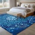 thumbnail image 4 of 5'x7' Area Rugs for Living Room Bedroom, Blue Flowers Washable Rug Carpet Runner Indoor Outdoor, Farmhouse Boho Middle Century Floral Art Non Slip Floor Mats Area Rug for Kitchen, Nursery, 4 of 8