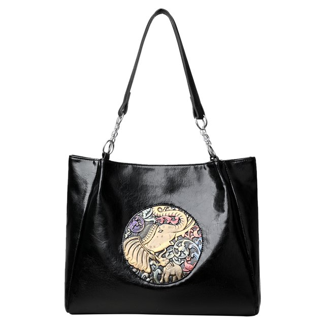 Bolso Mano Elefante Artístico Vintage Retro Mujer Gran Capacidad Pup Cuero Viajes Compras Mochil