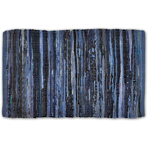DII Chindi Home Collection Tapis de Chiffon Multicolore Fait à la Main, 4 x 6', Bleu Nautique