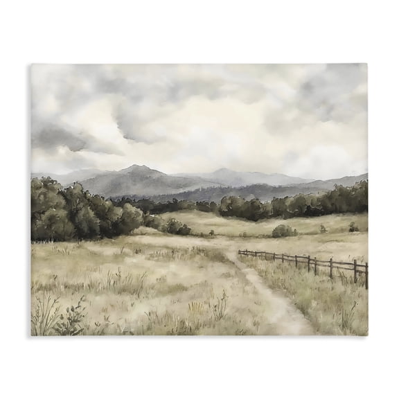 Stupell Industries Farmhouse Muted Trail Along Fence Canvas Art, 20 x 16, by Riley B