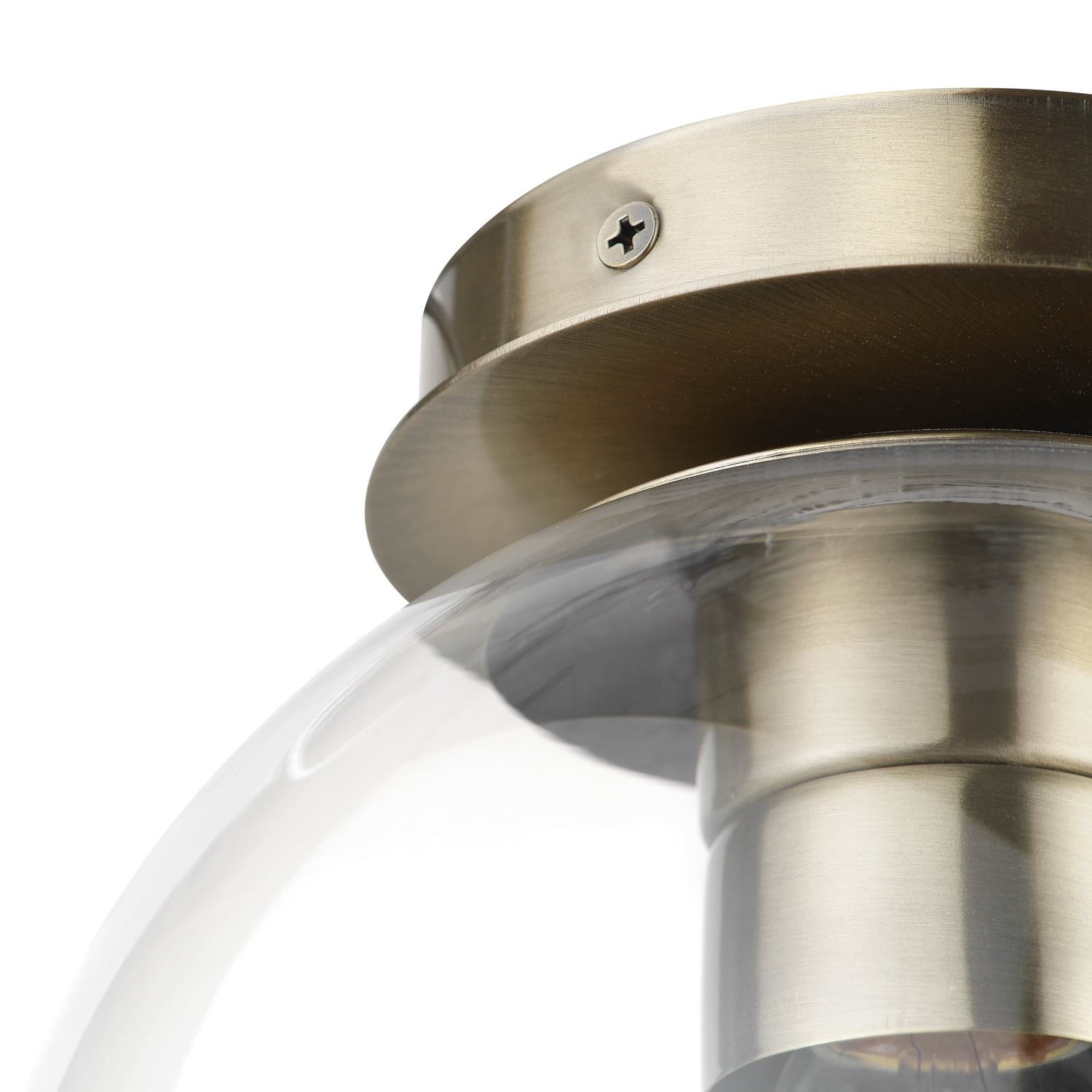 Globe Electric 1-Light Brass Indoor Flush Mount Ceiling Light Clear Glass Shade