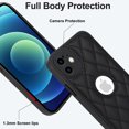 thumbnail image 6 of Compatible WIth iPhone 12 Phone Case with Logo Window,Trendy Diamond-checkered Pattern PU Leather Soft TPU Ultra Slim Anti-fall Shockproof Protective Back Cover Phone Case,Black, 6 of 7