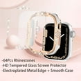 thumbnail image 3 of 45mm Compatible with Apple Watch Series 9/8/7 45mm Case Rhinestones with Built-in Glass Screen Protector Bumper Diamond iWatch Protective Cover for Women Girl,White+Rosegold, 3 of 4