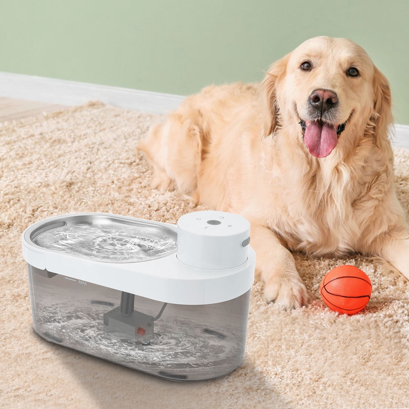 Pet Water Fountain for Cats & Dogs, 1.06 Gallon Capacity, Stainless Steel, Low Noise, Cordless, 3 Water Modes, Includes 2 Filters & USB Cable