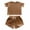 Brown, variant on WOYY Toddler Girls Cotton Linen Outfits Short Sleeves T-Shirt & Shorts Set, Sizes 2-3T