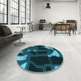 thumbnail image 3 of Ahgly Company Indoor Round Patterned Dark Turquoise Green Area Rugs, 5' Round, 3 of 6