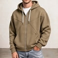 thumbnail image 4 of Men's Fleece Full Zip Hoodie, Fall Long Sleeve Hooded Sweatshirt Coat, Loose Causal Hoodie Jackets with Pockets, 4 of 6