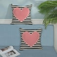 thumbnail image 3 of Valentines Day Pillow Covers 18x18 Inch Set of 2, Valentines Stripes Pink Love Heart Pillowcase Valentines Anniversary Decorative Throw Pillows Farmhouse Outdoor Cushion Case for Sofa Couch, 3 of 6