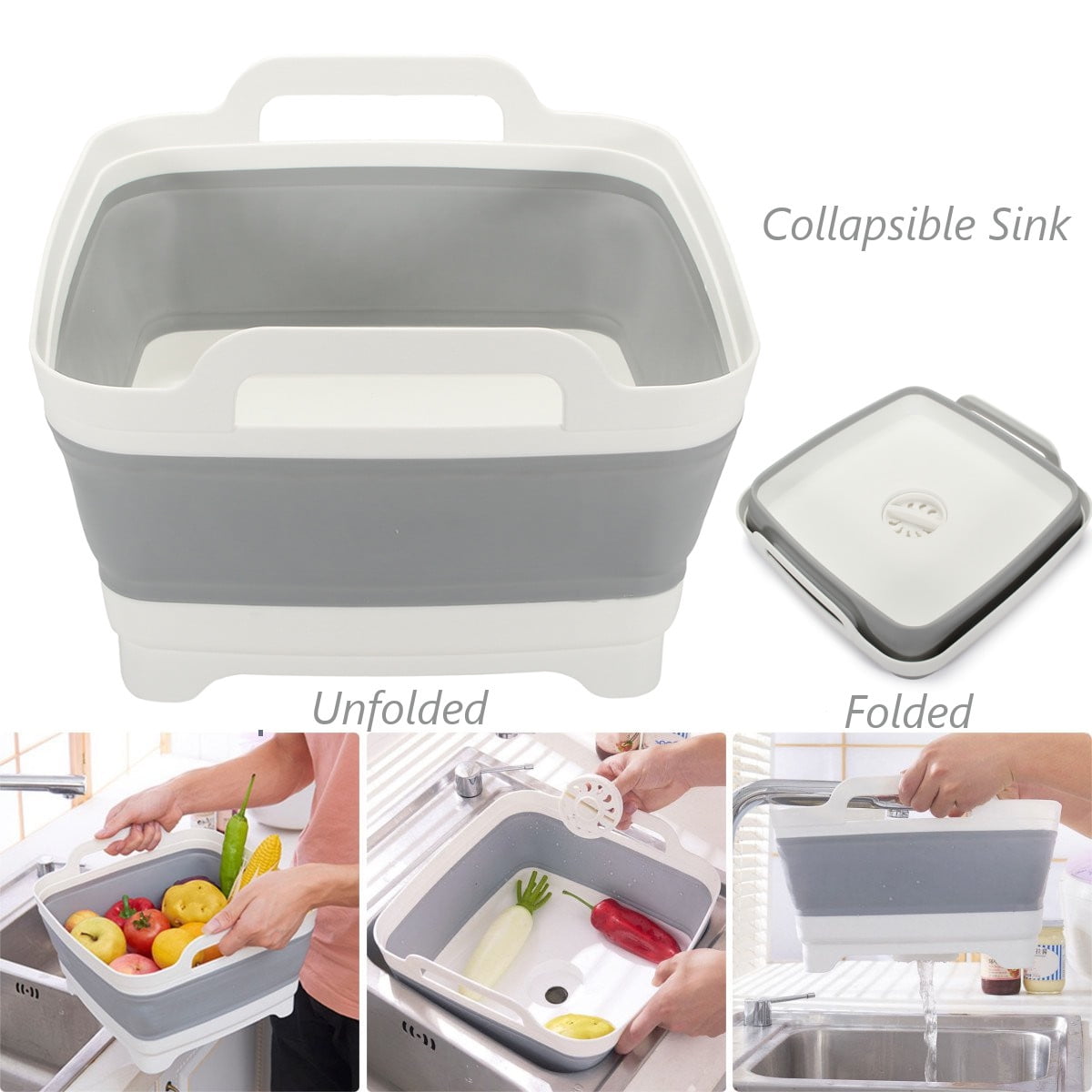 Collapsible Sink Dish Drainer Dish Wash Tub Space Saving Caravan Boat