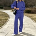 thumbnail image 5 of Hoodie Dqueduo Women's Fashion Solid Color Long Sleeve Hooded Zip Up Top And Elastic Waist Pocket Pants Set, Sizes S-XXXL, 5 of 8