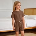 thumbnail image 3 of Ultrave Girls Summer Casual Outfit Short Sleeve Solid Top Elastic Waist Shorts with Pocket for 12M-11Y, 3 of 7