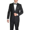 thumbnail image 4 of Raphael Classic Fit Solid Black Two Button Tuxedo Style Jacket Blazer Sportcoat, 4 of 6