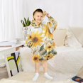 thumbnail image 6 of FORMRS Wearable Blanket Hoodie with Sleeves for Kids Cozy Flannel Sweatshirt, Beige Sunflowers, 6 of 7
