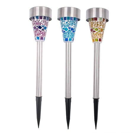 

3 Pcs Solar Powered Pathway Light Outdoor Solar Lights Waterproof Mosaic Landscape Light for Yard Walkway Lawn Patio Driveway Whi