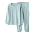 thumbnail image 1 of Puntoco Conjunto de pijama cómodo para mujer, bata de baño de moda para mujer, pijama de manga larga alargado que mantiene el calor y con bolsillo, 1 of 3
