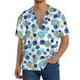 thumbnail image 7 of Lsque Golden Blue Snowflakes print Men's Cuban Collar Short Sleeve Shirt Summer Beachwear Casual Button Down Fashionable Vacation Leisure Shirt-Small, 7 of 7