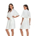 thumbnail image 5 of ANLIQI Women's 100% Cotton Robes Summer Short Sleeve Bathrobe Knee Length Sleepwear with Pockets(White,XL), 5 of 7