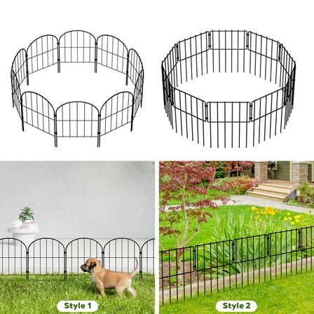 Metal Decorative Garden Fence(about 10 pieces), metal frame folding fence, suitable for flower beds, patios, animal barriers