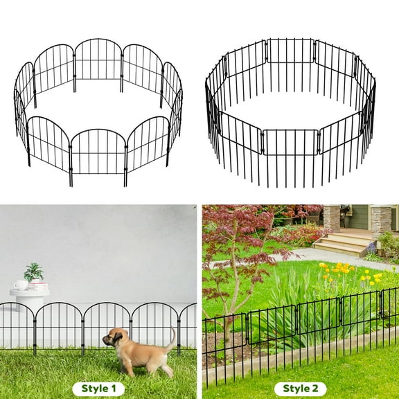 Metal Decorative Garden Fence(about 10 pieces), metal frame folding fence, suitable for flower beds, patios, animal barriers