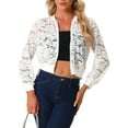 thumbnail image 1 of CHAQUETA DE LACE PARA MUJER INSPIRADA EN SAN VALENTÍN, CON CUELLO ALTO, CREMALLERA Y MALLA TRANSPARENTE, TALLA XL, BLANCA, 1 of 6
