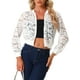 thumbnail image 1 of CHAQUETA BOMBER DE ENCAJE PARA MUJERES INSPIRADA EN SAN VALENTÍN CON CUELLO ALTO Y CREMALLERA MESH TRANSPARENTE M BLANCA, 1 of 6