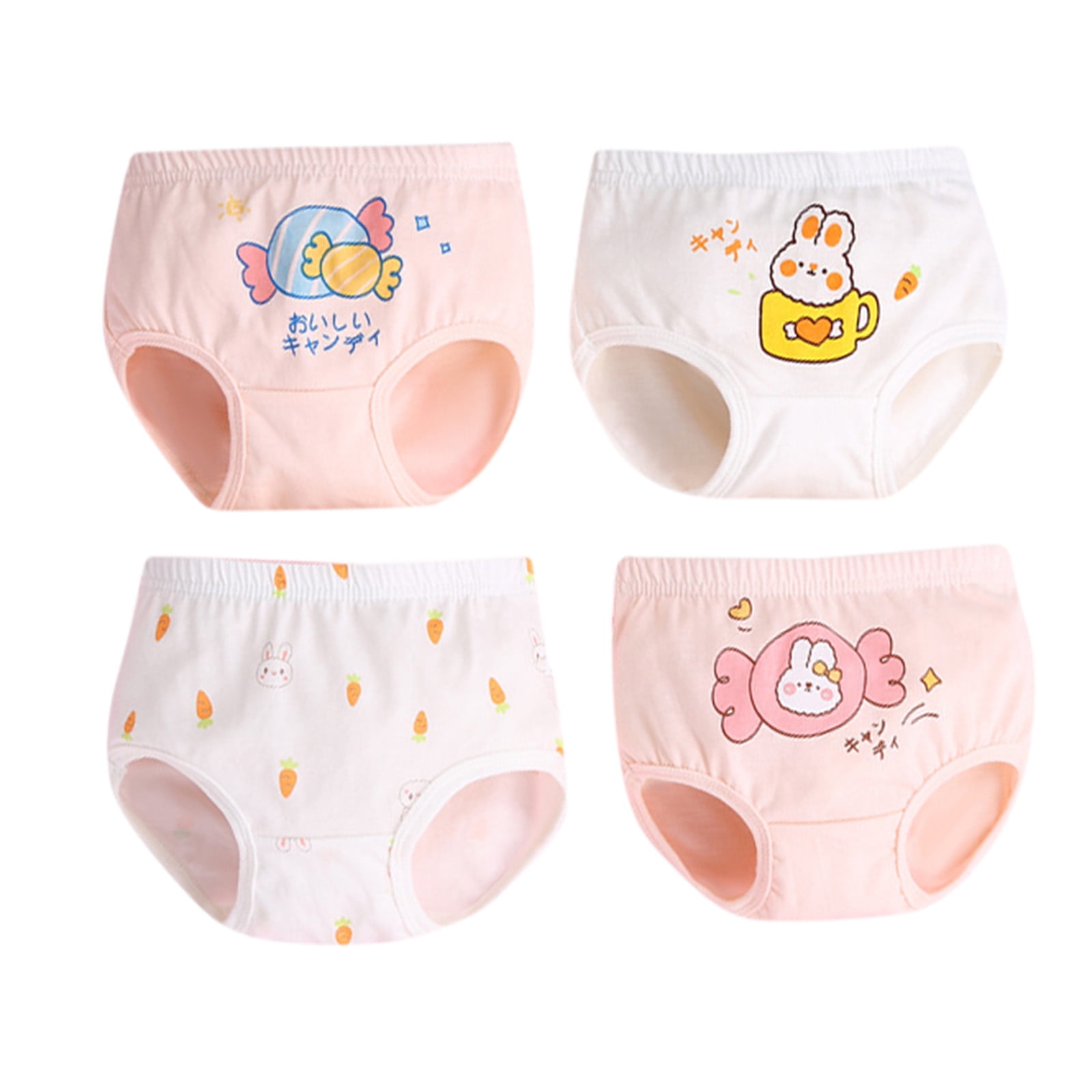 Bwdbhd Girls Underwear Little Girls' Soft Cotton Underwear Toddler Undies Kids panties 4PCS Pink,3-4 Years