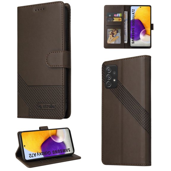 Allytech Samsung Galaxy A72 Wallet Case, Magnetic Folio Protective Wallet Pocket Credit Slots Retro Flip PU Leather Card Holder Kickstand Cover For Samsung Galaxy A72 5G/4G,
Brown