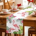 thumbnail image 5 of Summer Pink Flamingos Table Runner 72 Inches, Tropical Floral Leaves Cactus Bed Runner Dresser Scarves Tabletop for Indoor Outdoor Parties/Ceremony/Banquet, 14" x 72", 5 of 9