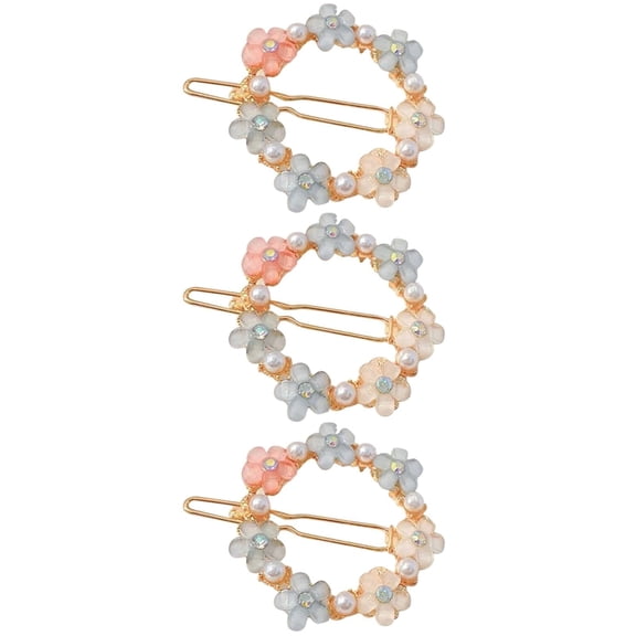 3 Pack Floral Rhinestone Hair Clips for Women Girls Elegant Gold Metal Hairpins Decorative Barrettes Hair Accessories