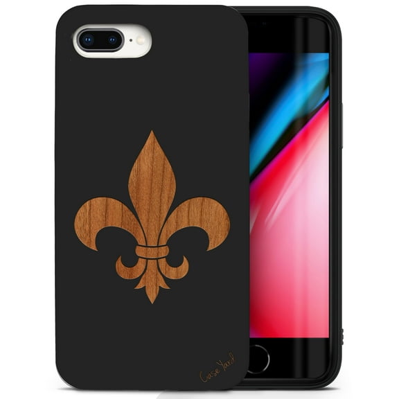 Case Yard Wooden Case for iPhone-8-Plus Soft TPU Silicone cover Slim Fit Shockproof Wood Protective Phone Cover for Girls Boys Men and Women Supports Wireless Charging French Tip Design