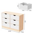 thumbnail image 4 of 3 Tier Storage Organizer Wooden Book Shelf, 6 Cube Bookcase, 6 Removable Fabric PU Drawers Open Bookshelf, Modern Floor Standing Display Bookshelf for Living Room, Entryway, Home Office,Oak, 4 of 9