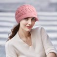 thumbnail image 3 of Rosa Mujeres Niñas Lindo Otoño Invierno Acogedor Orejeras De Piel De Punto Lana Gorro De Esquí Boina Newsboy Beanie Hat, 3 of 5